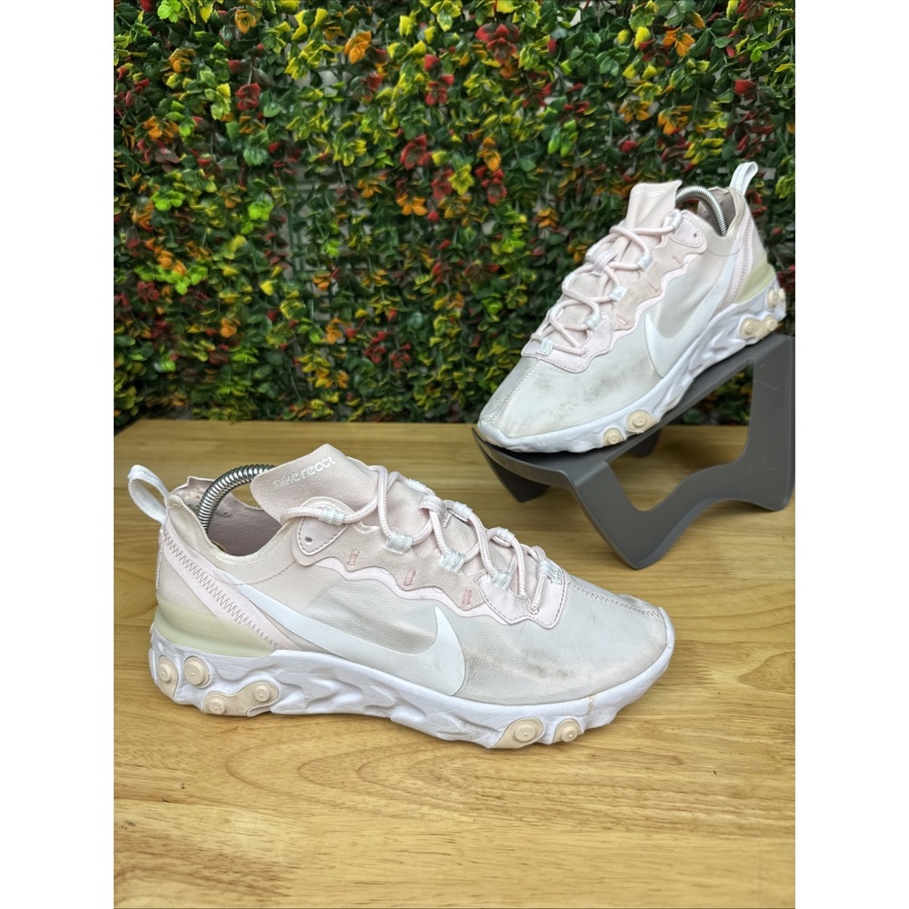 Nike React Element 55 Pink White Athletic Running Shoes Sneakers Women's 10 GUC